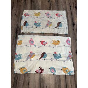 J-pinno 100% Cotton Birds Print Anti-Dust Mite Anti-Bacteria Twin Flat One Pillo